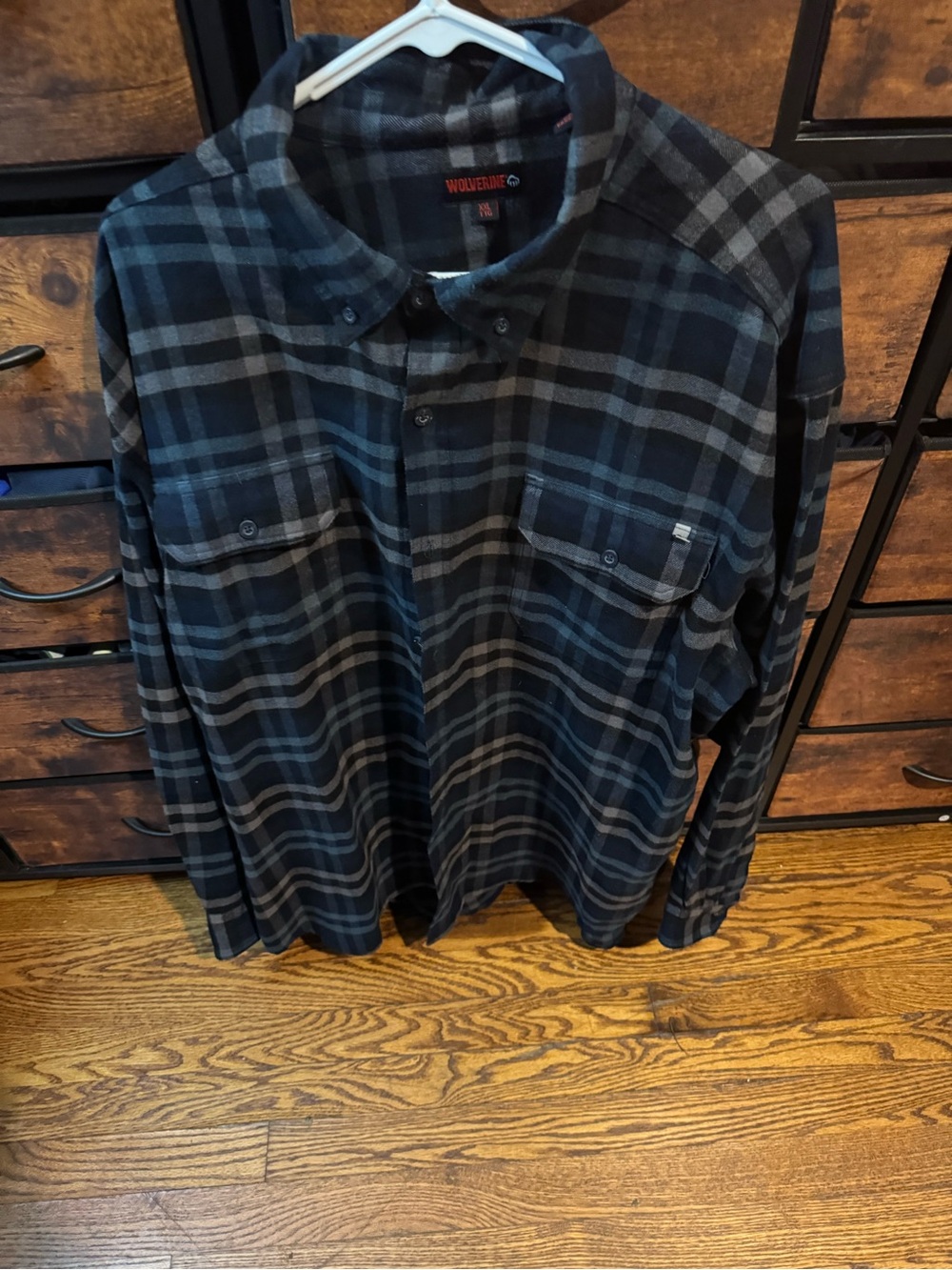 Wolverine Men's Black & Gray Plaid Button-Down Shirt